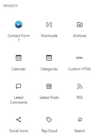 Widgets เป็น Block Editor ที่มากับ Gutenberg WordPress